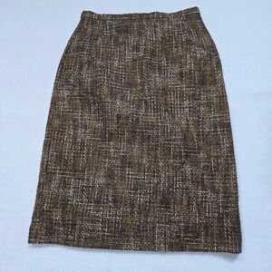 Mondi Skirts Straight Pencil Womens Brown Tweed‎ Wool Blend Lined Back Slit XS